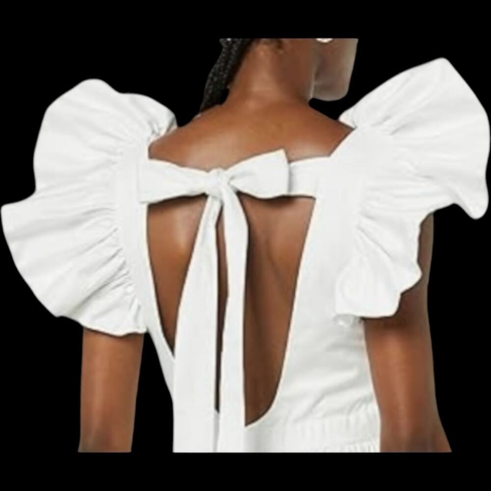 NWOT MAKING THE CUT Women's Designer Ruffle Sleeveless Top with Tie White Size M